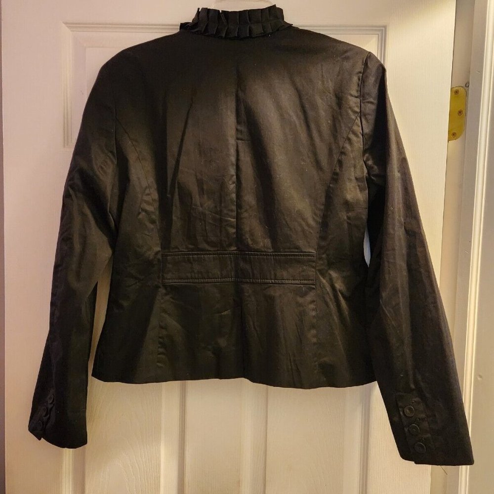 new KENAR Blazer Black Long Sleeve Ruffle Jacket Women's Size Large - Picture 4 of 5